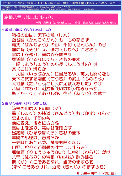 瀧連太郎『箱根八里』歌詞説明